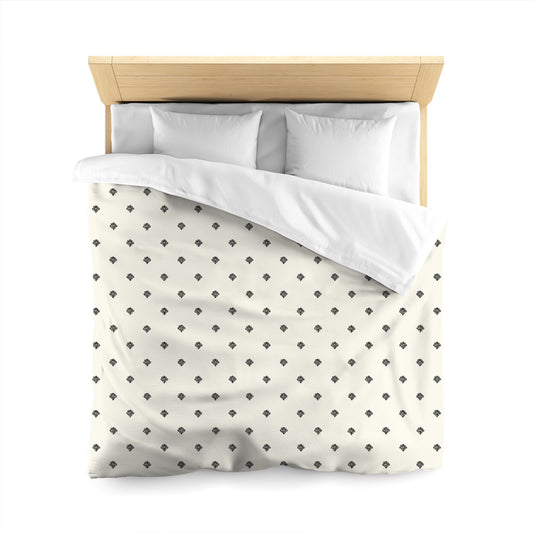 Pale Cream Cotton Sateen Duvet Cover, Black Hand-painted Swizzle Motif Print, CSDU-1013-171, Queen - 229 x 229 cm / 90 x 90 inches