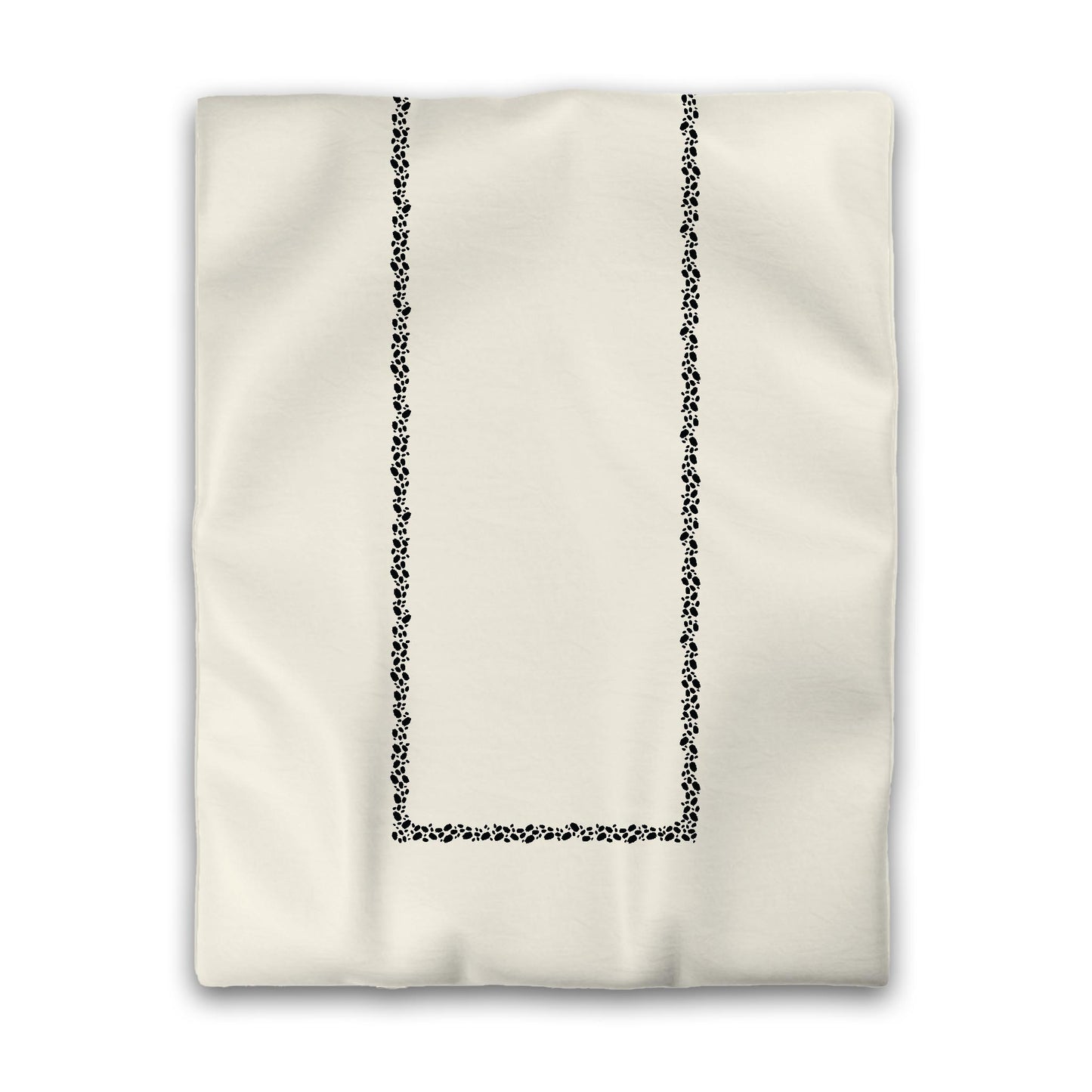 Pale Cream Cotton Sateen Duvet Cover, Black Hand-painted Dab Motif Print, Classic Border, CSDU-1013-091, Twin - 178 x 229 cm / 70 x 90 inches