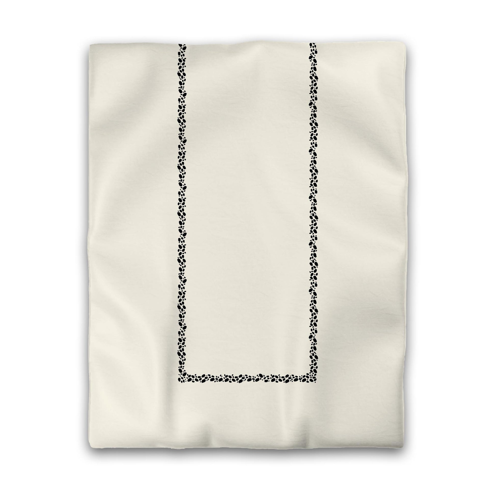 Pale Cream Cotton Sateen Duvet Cover, Black Hand-painted Dab Motif Print, Classic Border, CSDU-1013-091, Twin - 178 x 229 cm / 70 x 90 inches