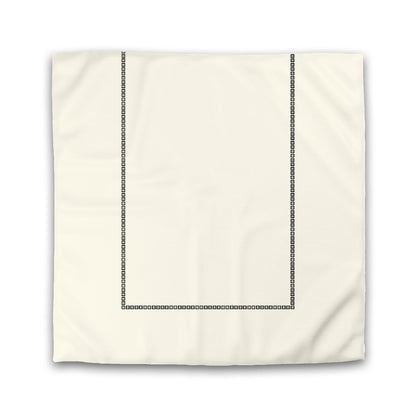 Pale Cream Cotton Sateen Duvet Cover, Black Repeating Square Motif Print, Classic Border | CSDU-1013-121