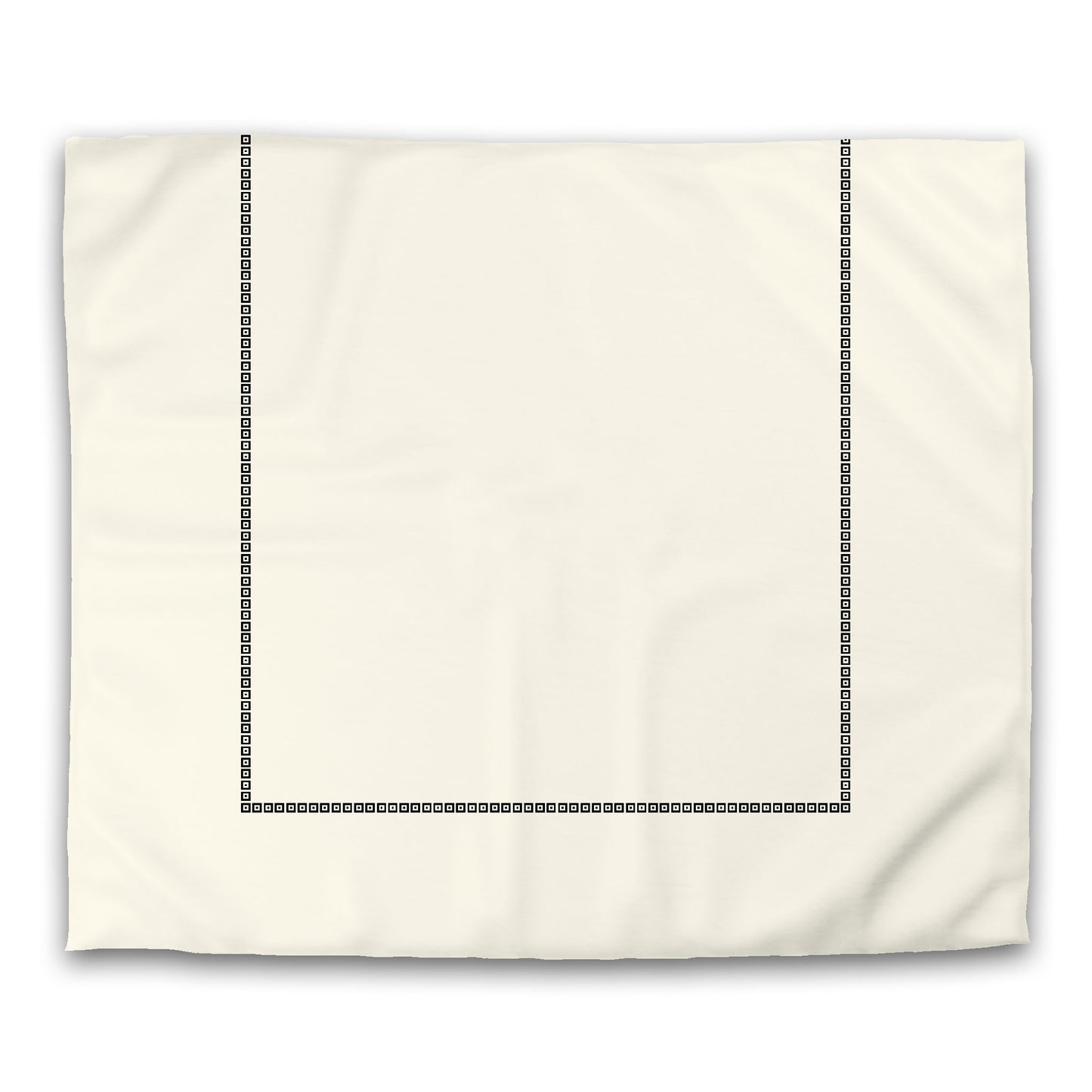 Pale Cream Cotton Sateen Duvet Cover, Black Repeating Square Motif Print, Classic Border, CSDU-1013-121, King - 269 x  234 cm / 106 x 92 inches