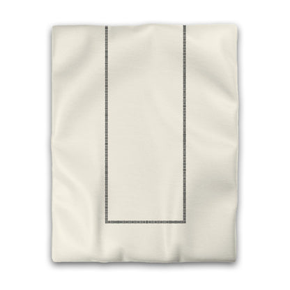 Pale Cream Cotton Sateen Duvet Cover, Black Single Weave Motif Print, Classic Border, CSDU-1013-141, Twin - 178 x 229 cm / 70 x 90 inches