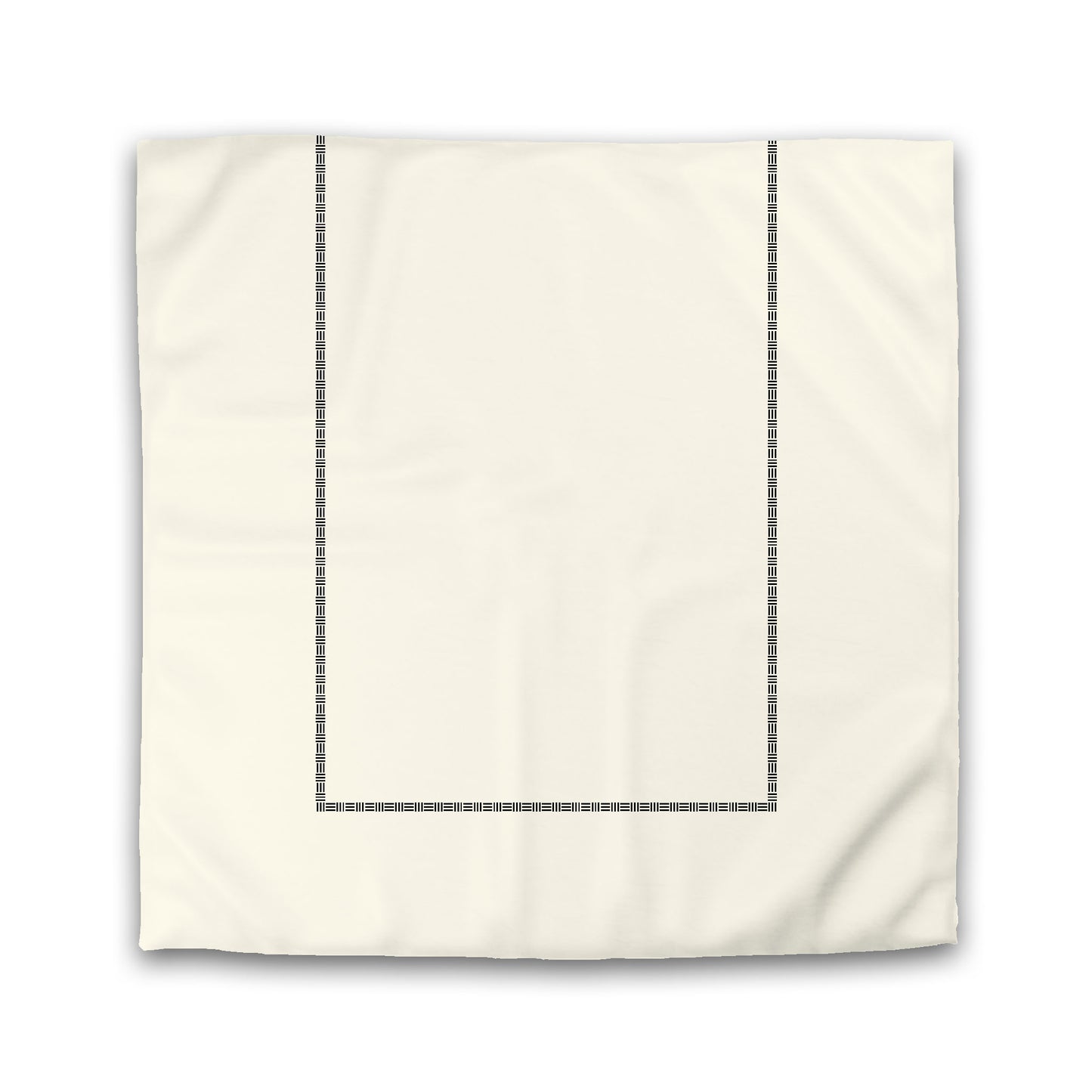 Pale Cream Cotton Sateen Duvet Cover, Black Single Weave Motif Print, Classic Border | CSDU-1013-141