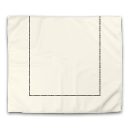 Pale Cream Cotton Sateen Duvet Cover, Black Single Weave Motif Print, Classic Border, CSDU-1013-141, King - 269 x  234 cm / 106 x 92 inches