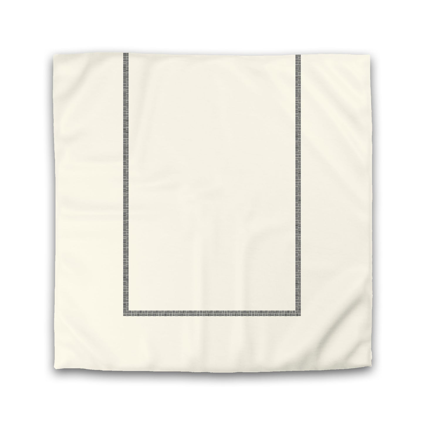 Pale Cream Cotton Sateen Duvet Cover, Black Double Weave Motif Print, Classic Border | CSDU-1013-143