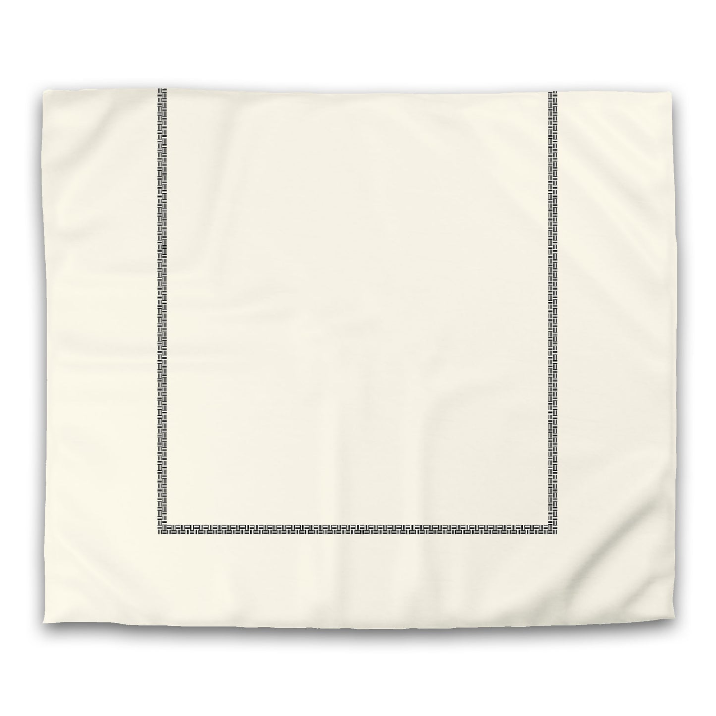 Pale Cream Cotton Sateen Duvet Cover, Black Double Weave Motif Print, Classic Border, CSDU-1013-143, King - 269 x  234 cm / 106 x 92 inches