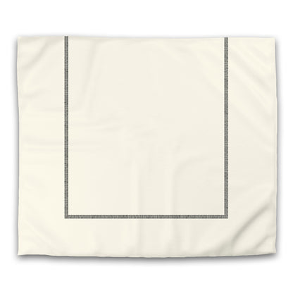 Pale Cream Cotton Sateen Duvet Cover, Black Double Weave Motif Print, Classic Border, CSDU-1013-143, King - 269 x  234 cm / 106 x 92 inches