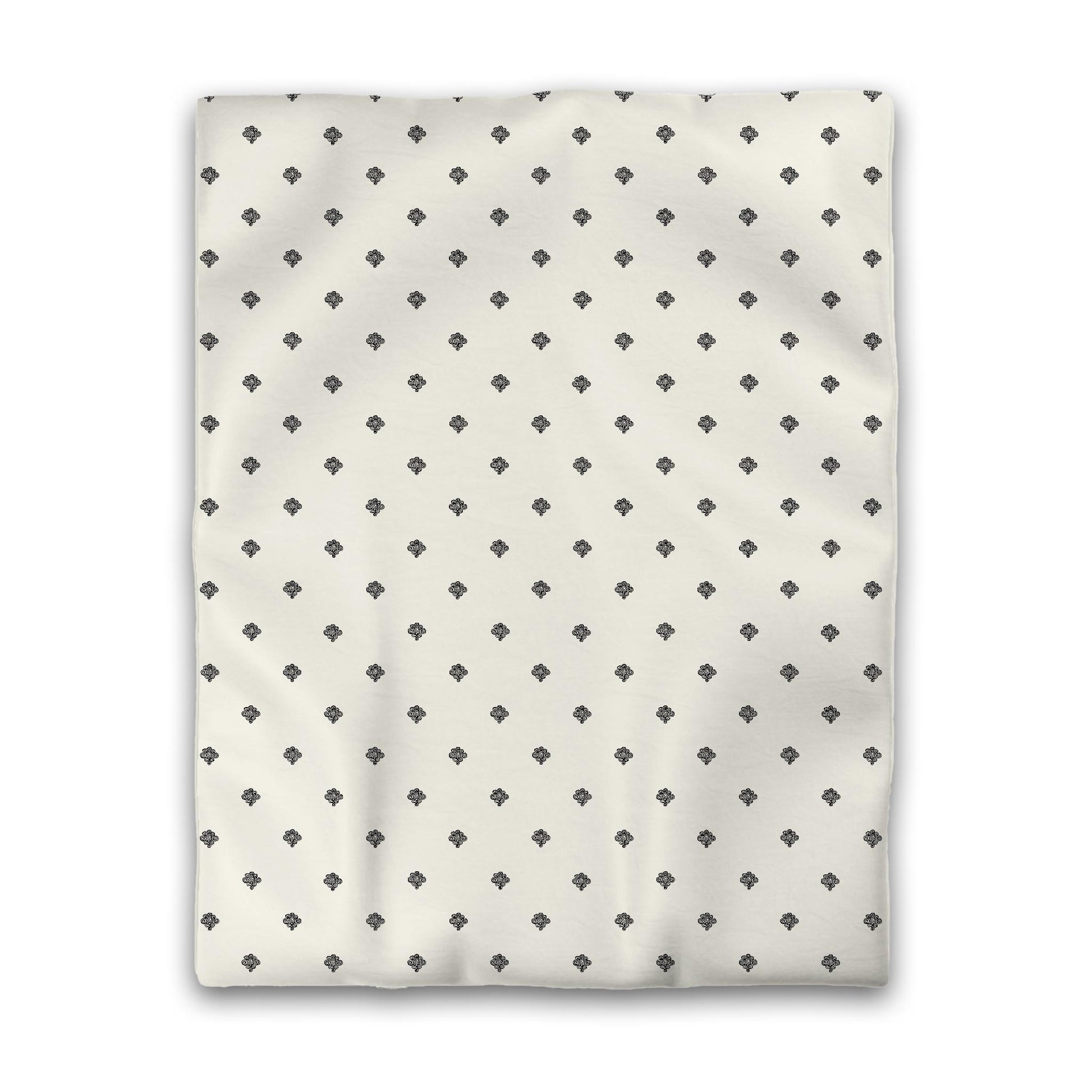 Pale Cream Cotton Sateen Duvet Cover, Black Hand-painted Swizzle Motif Print, CSDU-1013-171, Twin - 178 x 229 cm / 70 x 90 inches