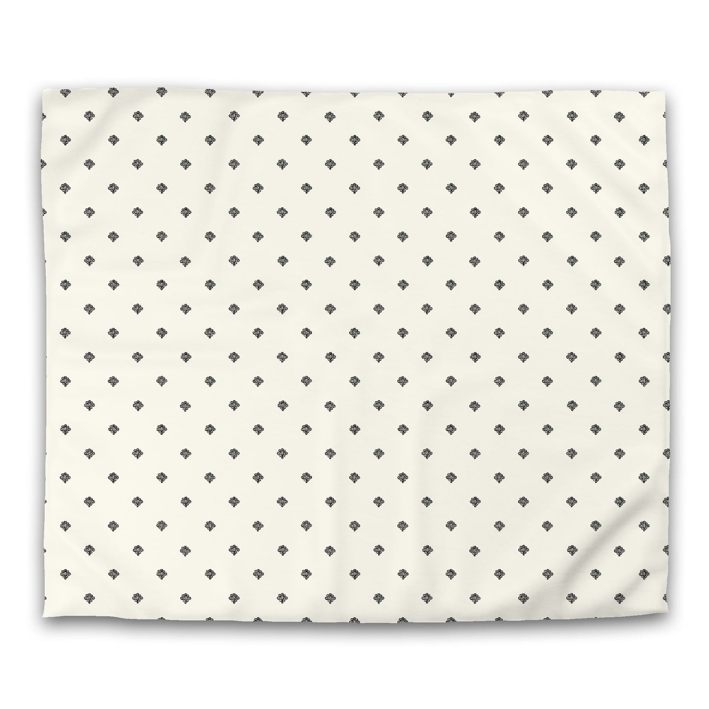 Pale Cream Cotton Sateen Duvet Cover, Black Hand-painted Swizzle Motif Print, CSDU-1013-171, King - 269 x  234 cm / 106 x 92 inches