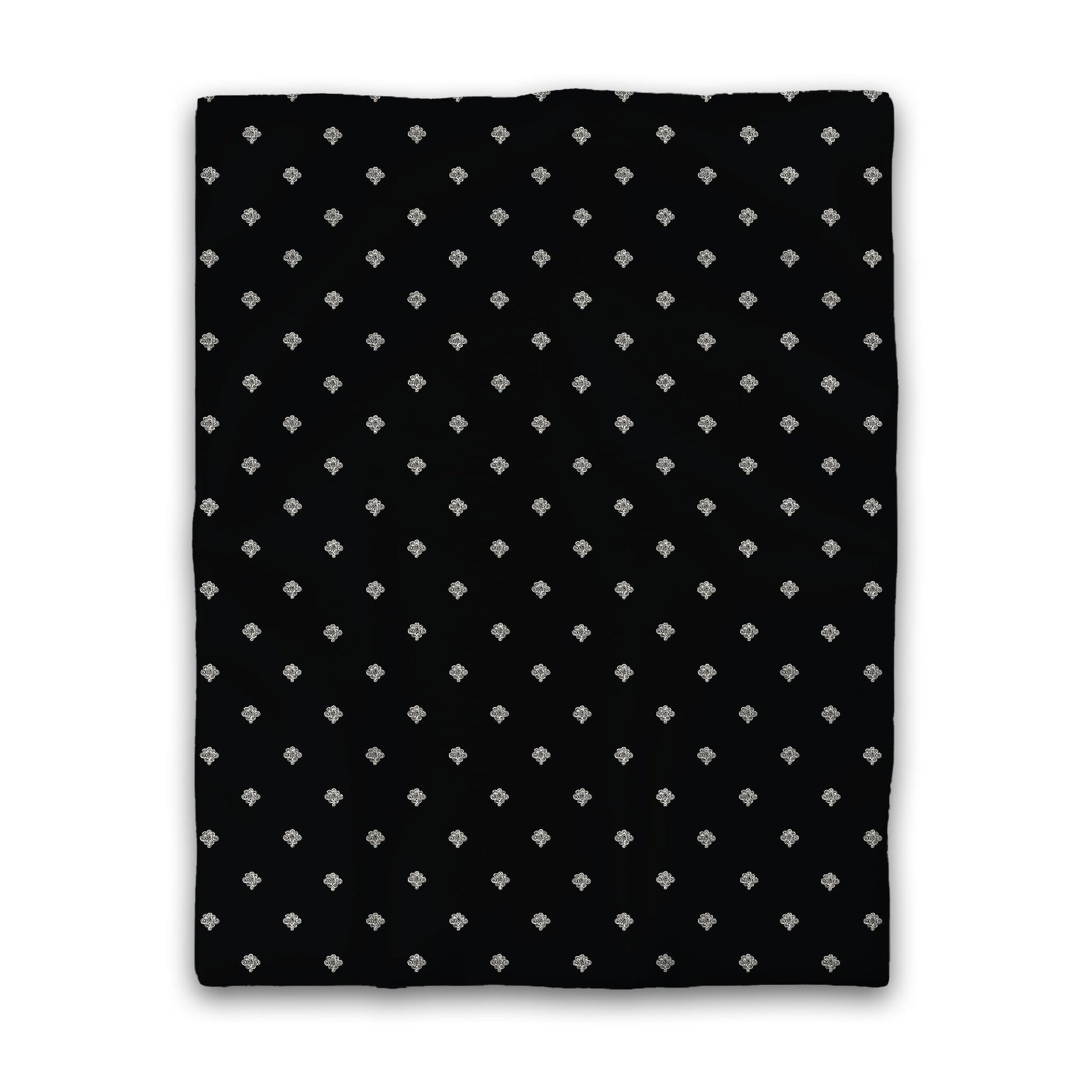 Black Cotton Sateen Duvet Cover, Pale Cream Hand-painted Swizzle Motif Print, CSDU-1013-172, Twin - 178 x 229 cm / 70 x 90 inches