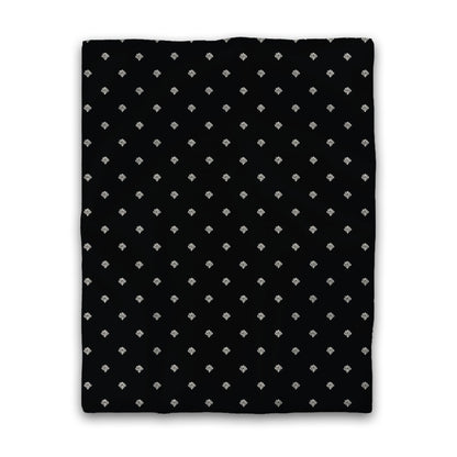 Black Cotton Sateen Duvet Cover, Pale Cream Hand-painted Swizzle Motif Print, CSDU-1013-172, Twin - 178 x 229 cm / 70 x 90 inches