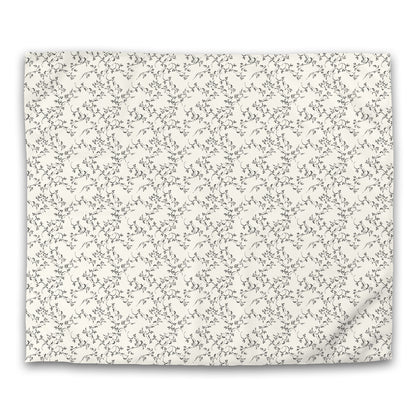 Pale Cream Cotton Sateen Duvet Cover, Black Hand-painted Vine Print, CSDU-1013-181, King - 269 x  234 cm / 106 x 92 inches