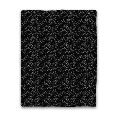 Black Cotton Sateen Duvet Cover, Pale Cream Hand-painted Vine Print, CSDU-1013-182, Twin - 178 x 229 cm / 70 x 90 inches