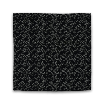 Black Cotton Sateen Duvet Cover, Pale Cream Hand-painted Vine Print | CSDU-1013-182