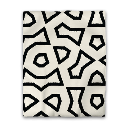 Pale Cream Cotton Sateen Duvet Cover, Bold Black Graphic, CSDU-1013-391, Twin - 178 x 229 cm / 70 x 90 inches