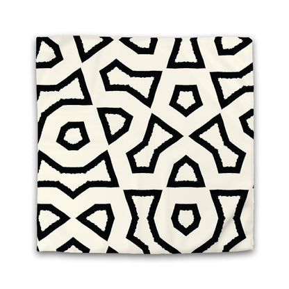 Pale Cream Cotton Sateen Duvet Cover, Bold Black Graphic | CSDU-1013-391