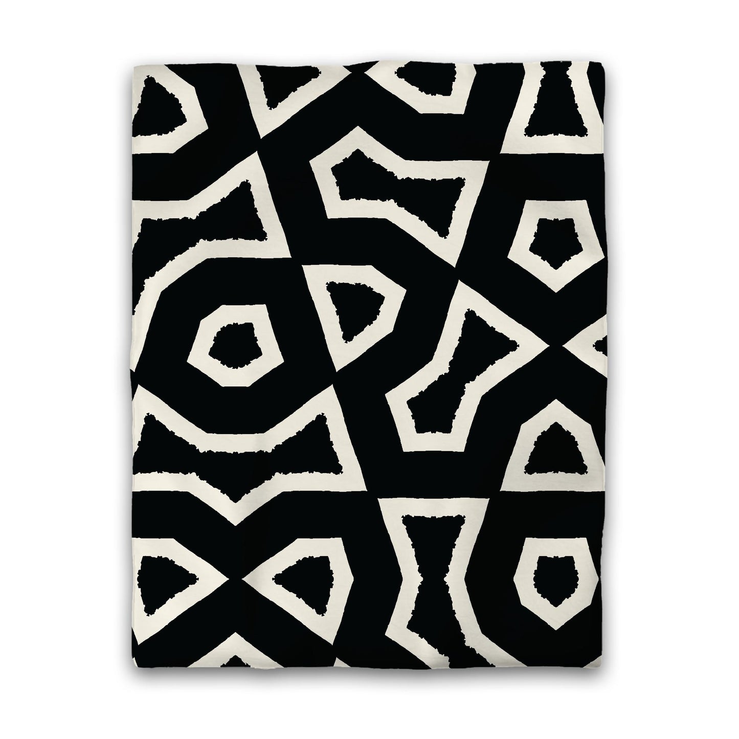 Black Cotton Sateen Duvet Cover, Bold Pale Cream Graphic, CSDU-1013-392, Twin - 178 x 229 cm / 70 x 90 inches