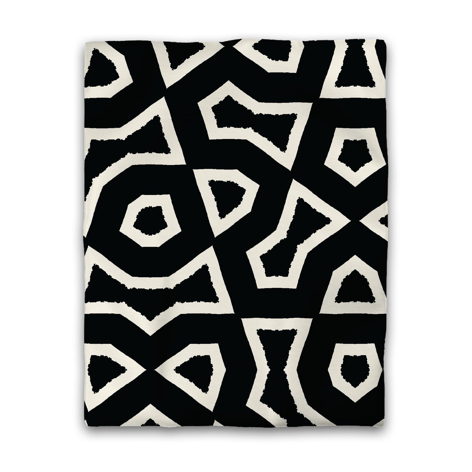Black Cotton Sateen Duvet Cover, Bold Pale Cream Graphic, CSDU-1013-392, Twin - 178 x 229 cm / 70 x 90 inches
