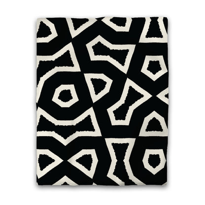 Black Cotton Sateen Duvet Cover, Bold Pale Cream Graphic, CSDU-1013-392, Twin - 178 x 229 cm / 70 x 90 inches