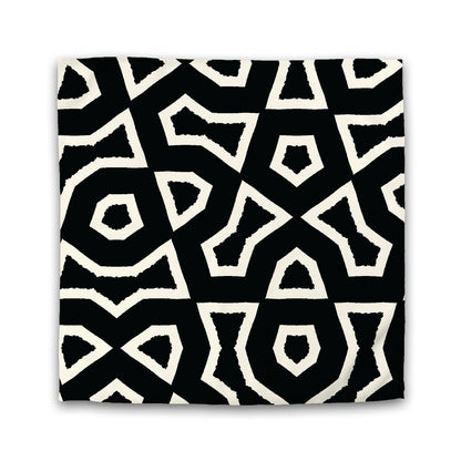 Black Cotton Sateen Duvet Cover, Bold Pale Cream Graphic | CSDU-1013-392