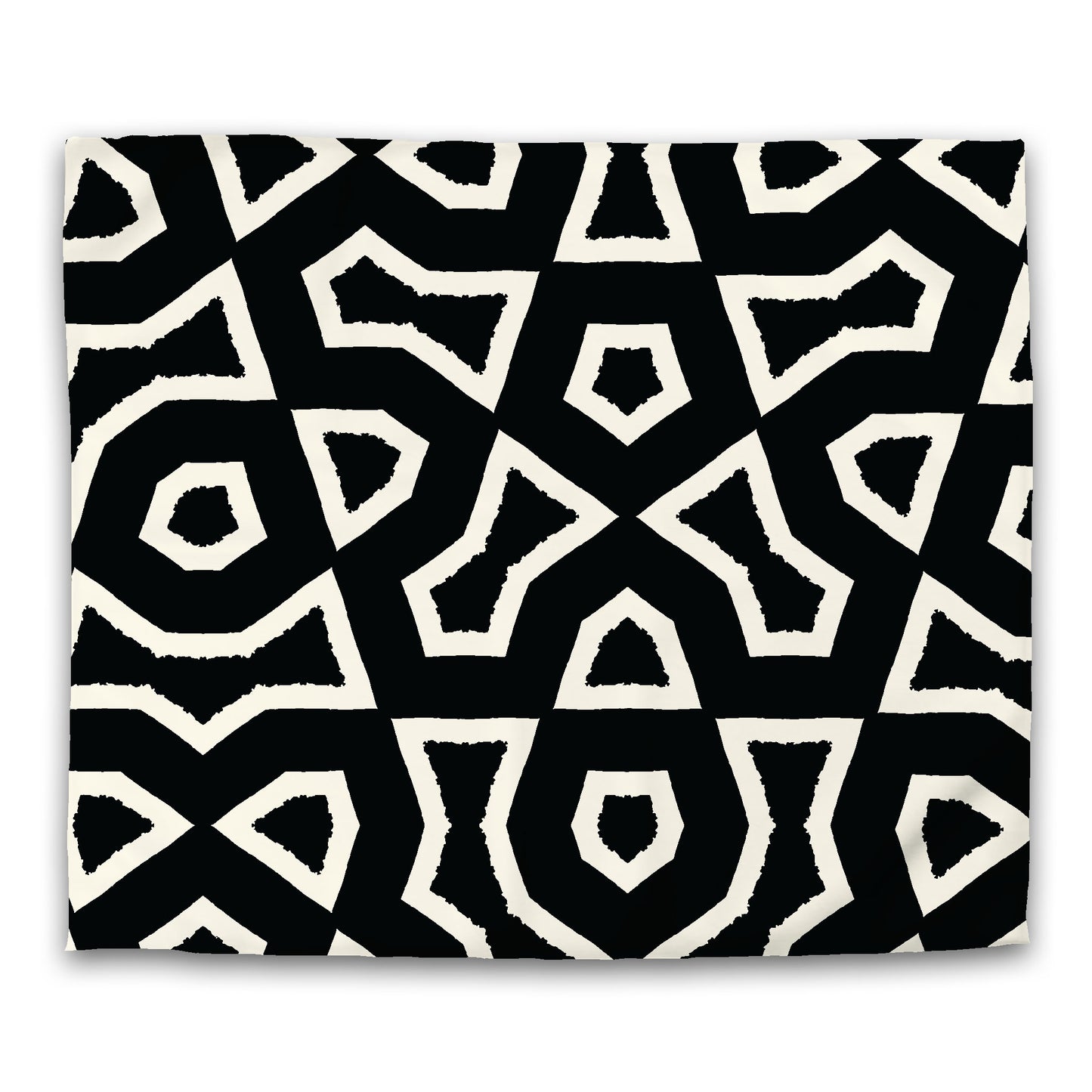 Black Cotton Sateen Duvet Cover, Bold Pale Cream Graphic, CSDU-1013-392, King - 269 x  234 cm / 106 x 92 inches