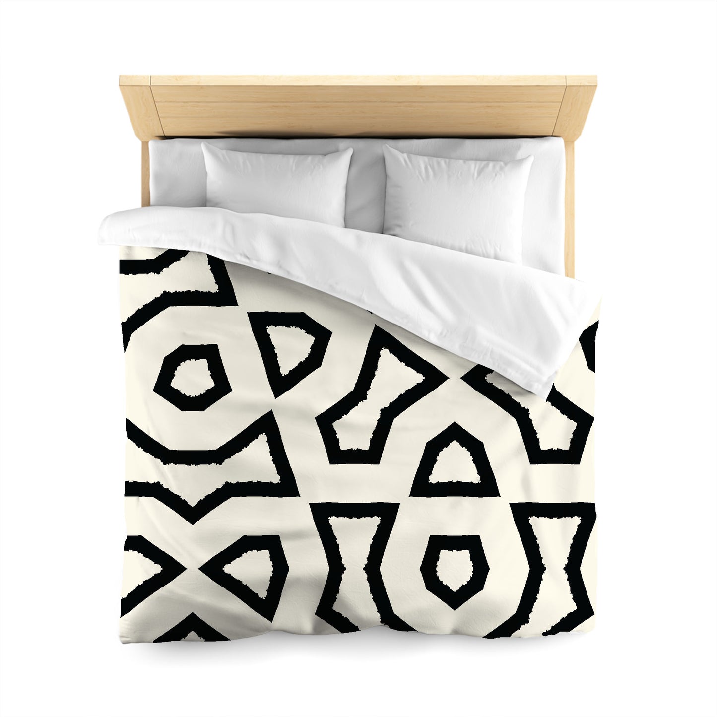 Pale Cream Cotton Sateen Duvet Cover, Bold Black Graphic, CSDU-1013-391, Queen - 229 x 229 cm / 90 x 90 inches