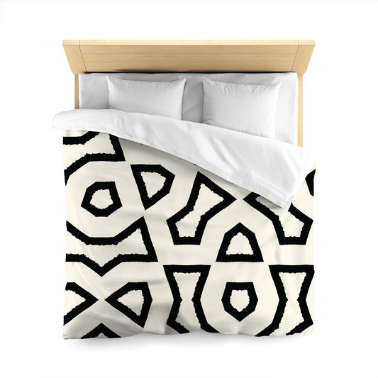 Pale Cream Cotton Sateen Duvet Cover, Bold Black Graphic, CSDU-1013-391, Queen - 229 x 229 cm / 90 x 90 inches