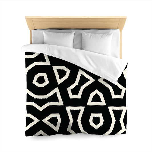 Black Cotton Sateen Duvet Cover, Bold Pale Cream Graphic, CSDU-1013-392, Queen - 229 x 229 cm / 90 x 90 inches