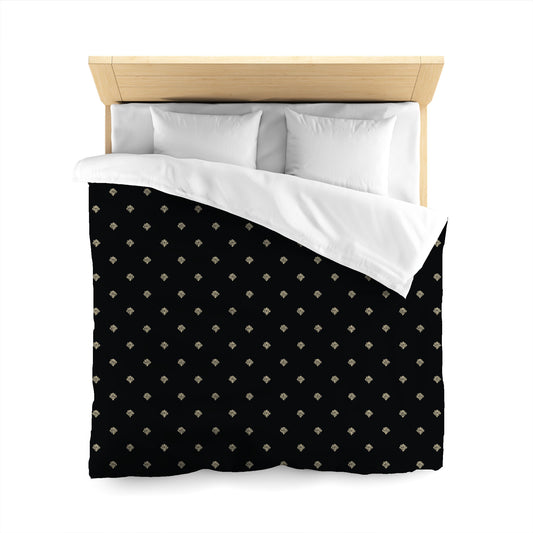 Black Cotton Sateen Duvet Cover, Desert Sand Hand-painted Swizzle Motif Print, CSDU-1014-172, Queen - 229 x 229 cm / 90 x 90 inches