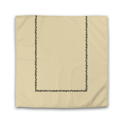 Tan Cotton Sateen Duvet Cover, Black Hand-painted Dab Motif Print, Classic Border | CSDU-1014-091