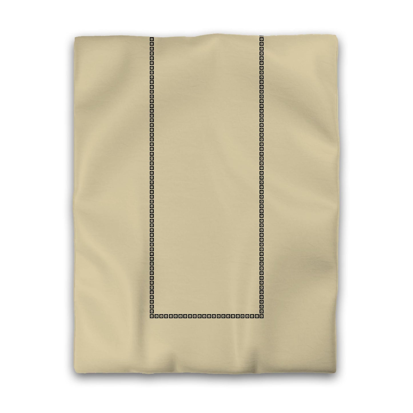 Desert Sand Cotton Sateen Duvet Cover, Black Repeating Square Motif Print, Classic Border, CSDU-1014-121, Twin - 178 x 229 cm / 70 x 90 inches