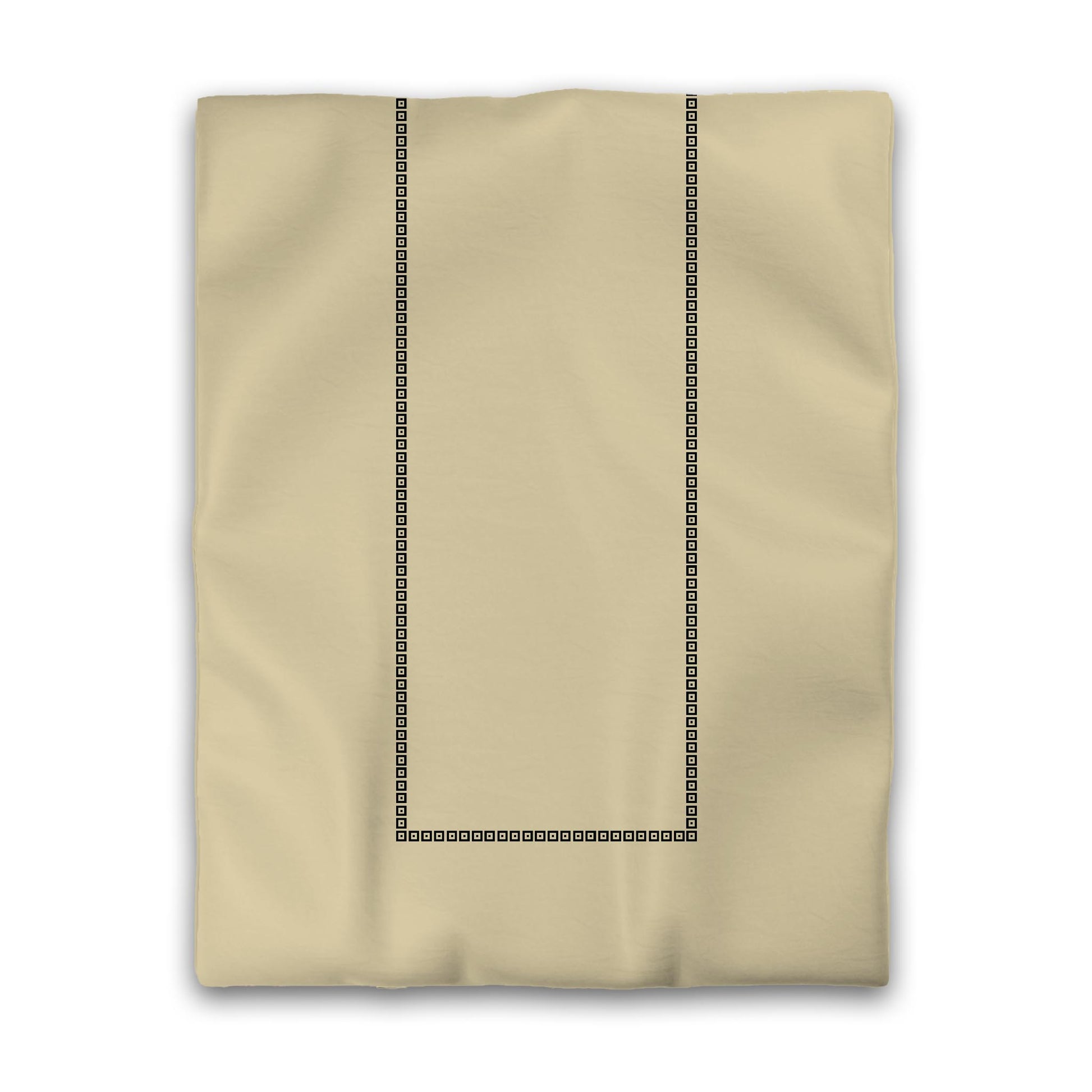 Desert Sand Cotton Sateen Duvet Cover, Black Repeating Square Motif Print, Classic Border, CSDU-1014-121, Twin - 178 x 229 cm / 70 x 90 inches