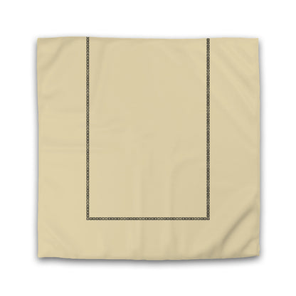 Tan Cotton Sateen Duvet Cover, Black Repeating Square Motif Print, Classic Border | CSDU-1014-121