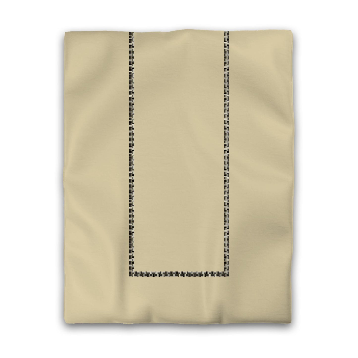 Desert Sand Cotton Sateen Duvet Cover, Black Double Weave Motif Print, Classic Border, CSDU-1014-143, Twin - 178 x 229 cm / 70 x 90 inches