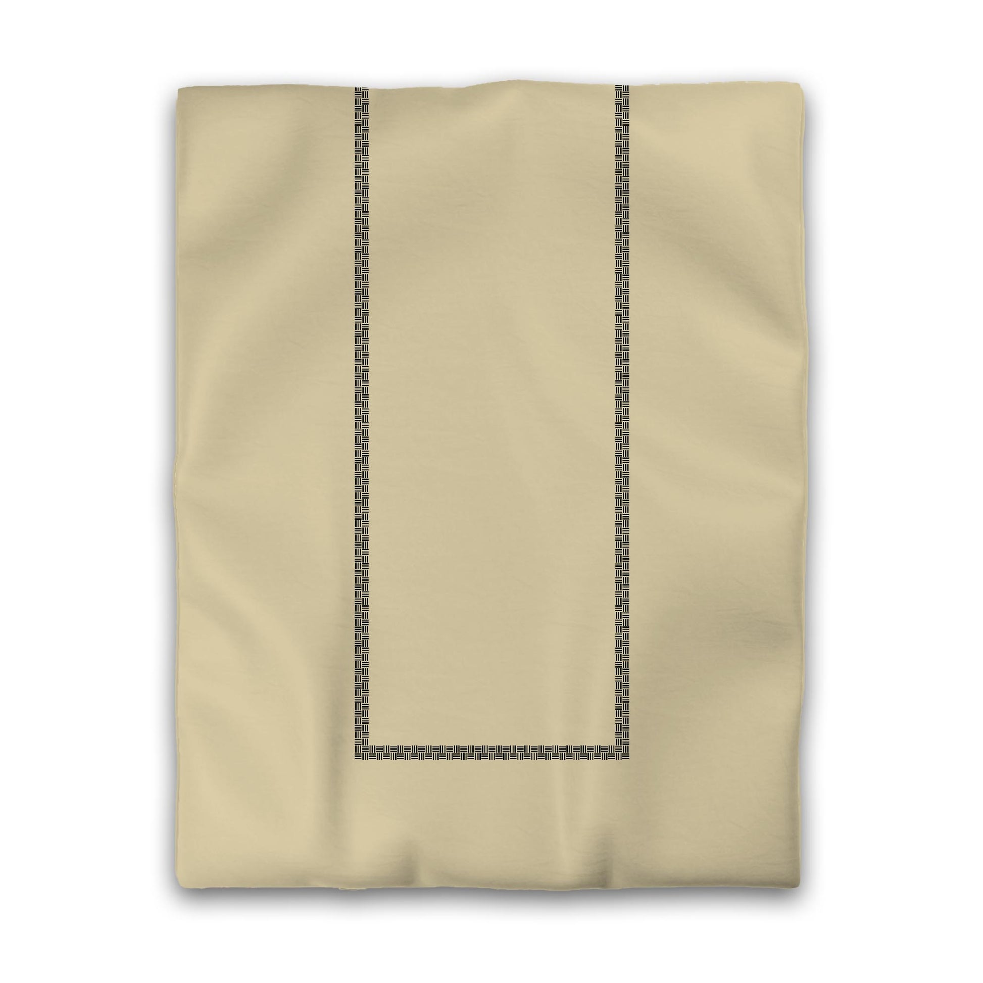Desert Sand Cotton Sateen Duvet Cover, Black Double Weave Motif Print, Classic Border, CSDU-1014-143, Twin - 178 x 229 cm / 70 x 90 inches