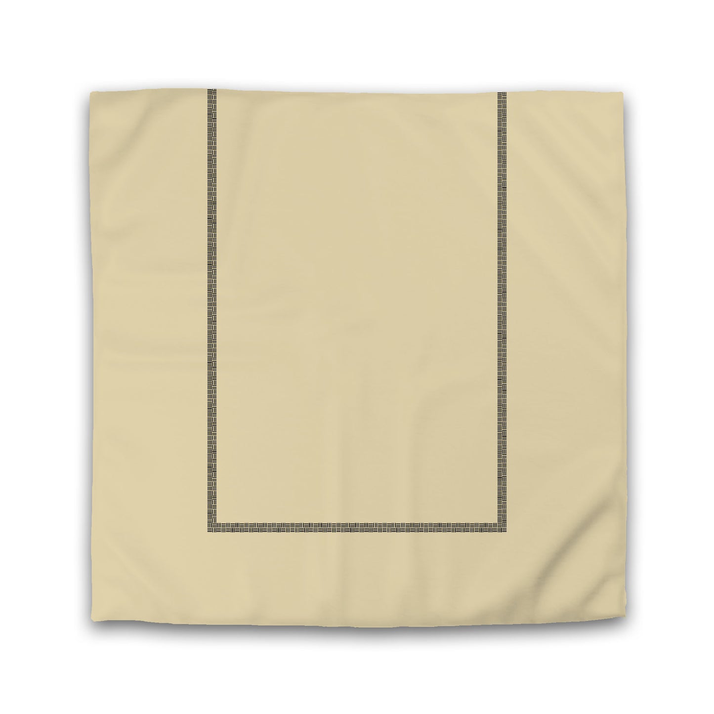 Tan Cotton Sateen Duvet Cover, Black Double Weave Motif Print, Classic Border | CSDU-1014-143