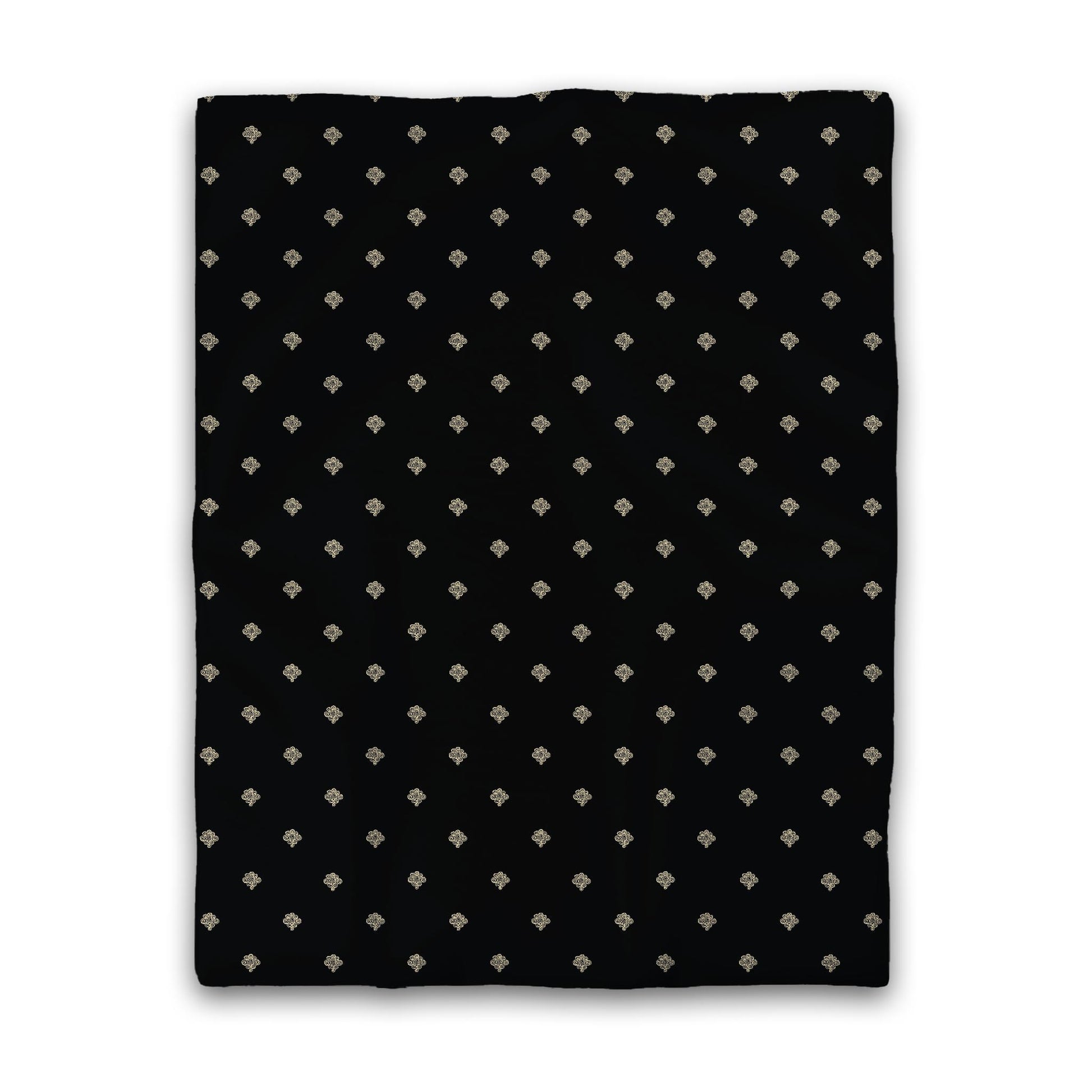 Black Cotton Sateen Duvet Cover, Desert Sand Hand-painted Swizzle Motif Print, CSDU-1014-172, Twin - 178 x 229 cm / 70 x 90 inches