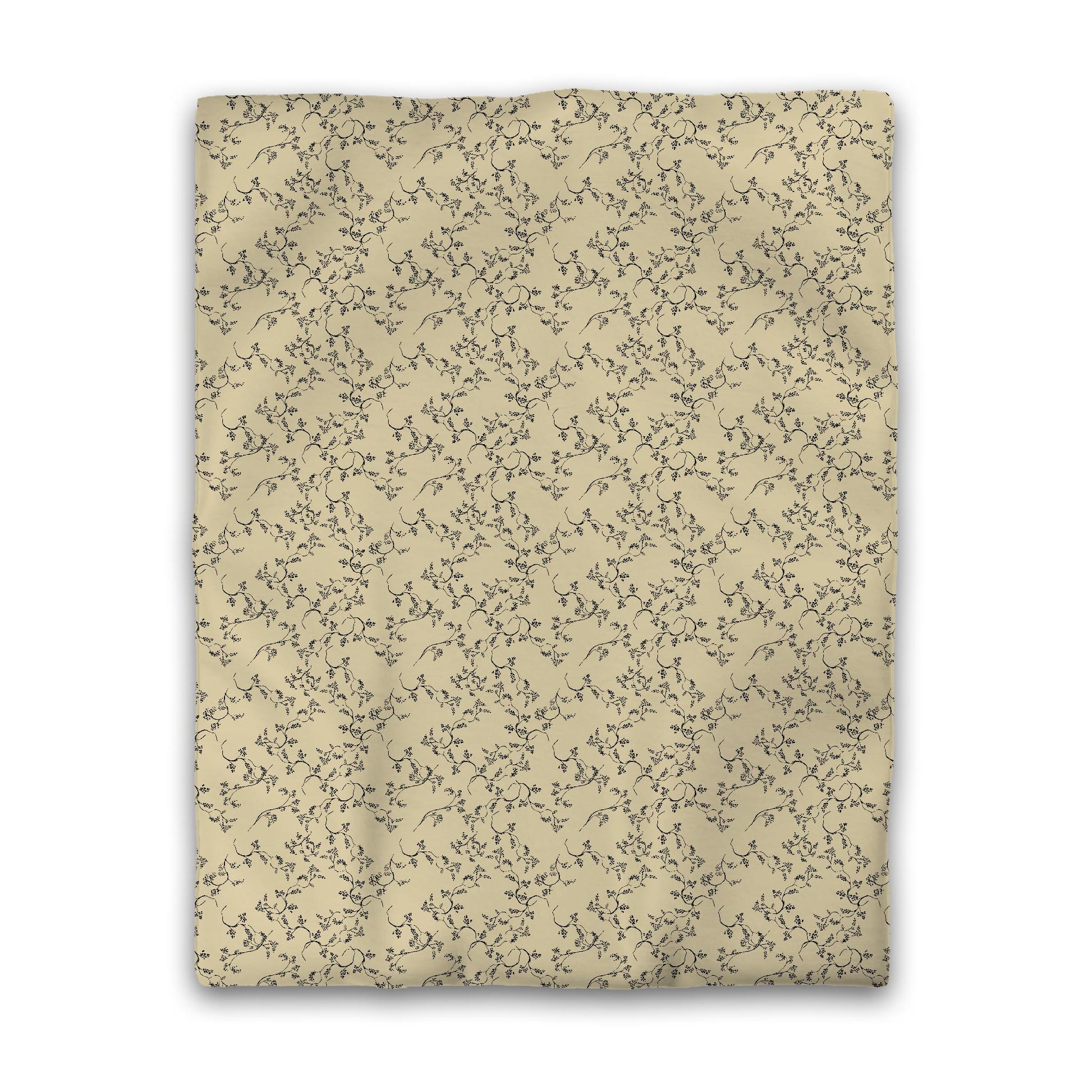 Desert Sand Cotton Sateen Duvet Cover, Black Hand-painted Vine Print, CSDU-1014-181, Twin - 178 x 229 cm / 70 x 90 inches
