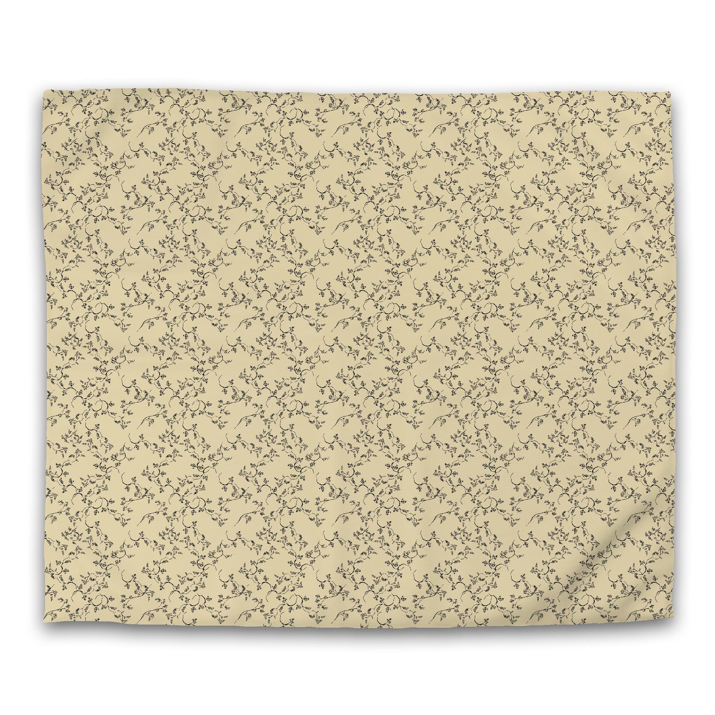 Desert Sand Cotton Sateen Duvet Cover, Black Hand-painted Vine Print, CSDU-1014-181, King - 269 x  234 cm / 106 x 92 inches