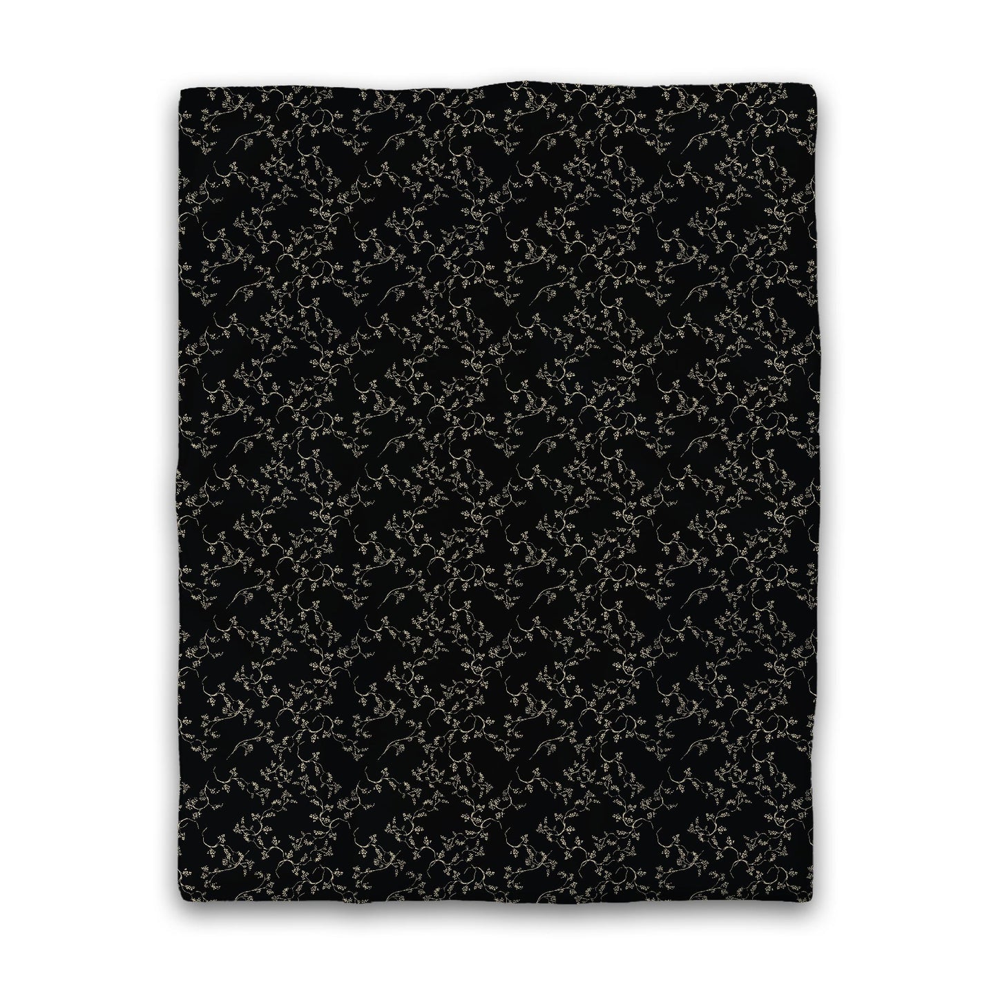 Black Cotton Sateen Duvet Cover, Desert Sand Hand-painted Vine Print, CSDU-1014-182, Twin - 178 x 229 cm / 70 x 90 inches