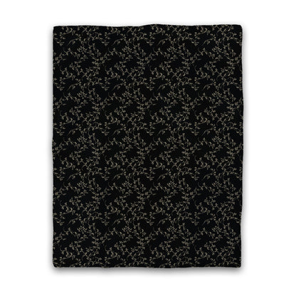 Black Cotton Sateen Duvet Cover, Desert Sand Hand-painted Vine Print, CSDU-1014-182, Twin - 178 x 229 cm / 70 x 90 inches