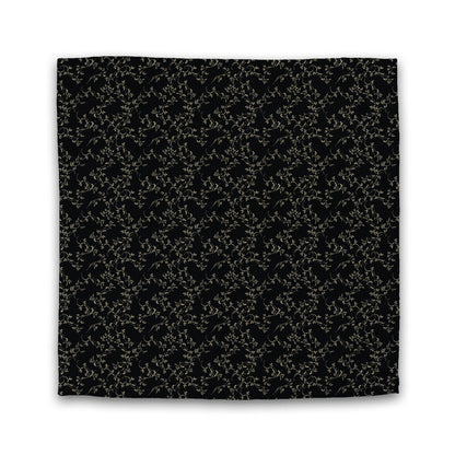 Black Cotton Sateen Duvet Cover, Tan Hand-painted Vine Print | CSDU-1014-182