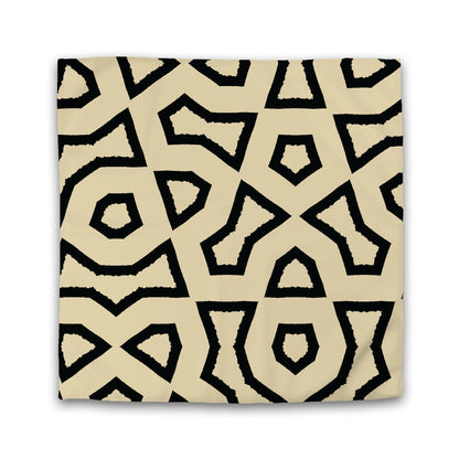 Tan Cotton Sateen Duvet Cover, Bold Black Graphic | CSDU-1014-391