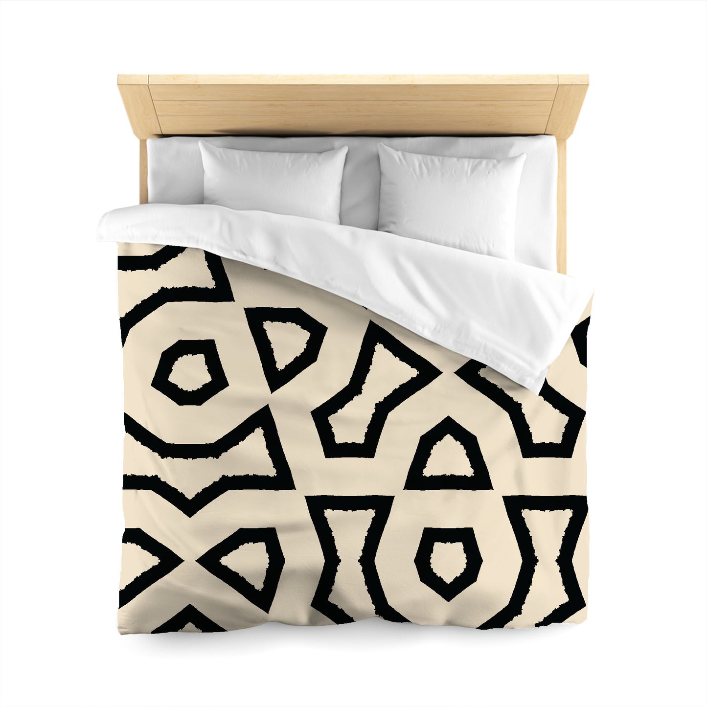 Beige Cotton Sateen Duvet Cover, Bold Black Graphic, CSDU-1015-391, Queen - 229 x 229 cm / 90 x 90 inches