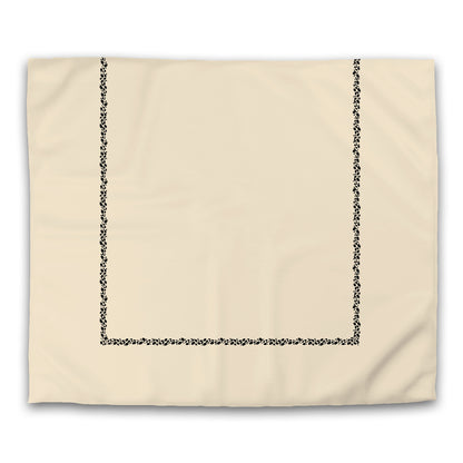 Beige Cotton Sateen Duvet Cover, Black Hand-painted Dab Motif Print, Classic Border, CSDU-1015-091, King - 269 x  234 cm / 106 x 92 inches