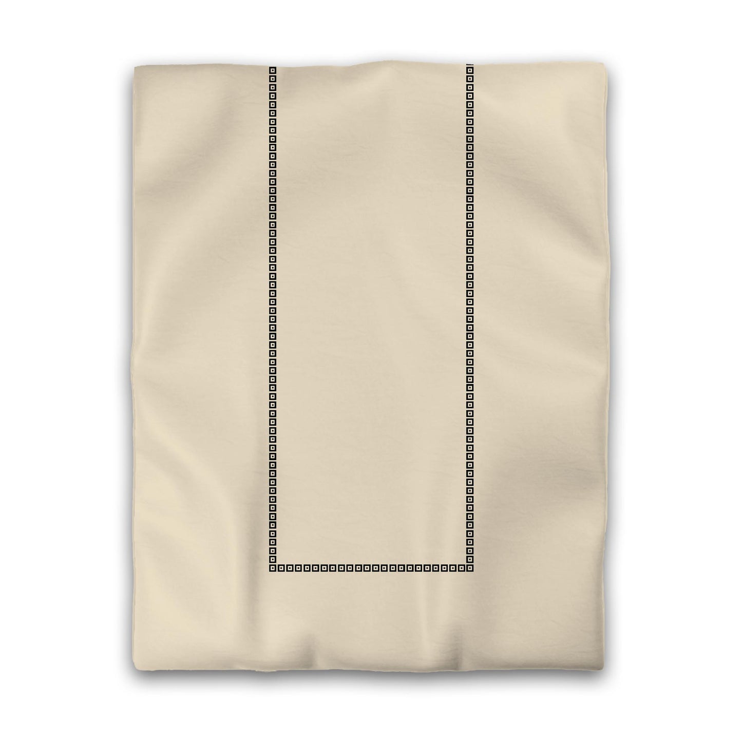 Beige Cotton Sateen Duvet Cover, Black Repeating Square Motif Print, Classic Border, CSDU-1015-121, Twin - 178 x 229 cm / 70 x 90 inches