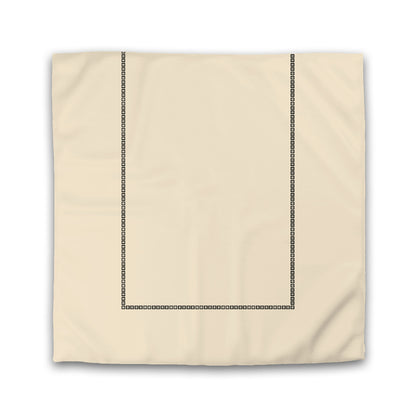 Beige Cotton Sateen Duvet Cover, Black Repeating Square Motif Print, Classic Border | CSDU-1015-121