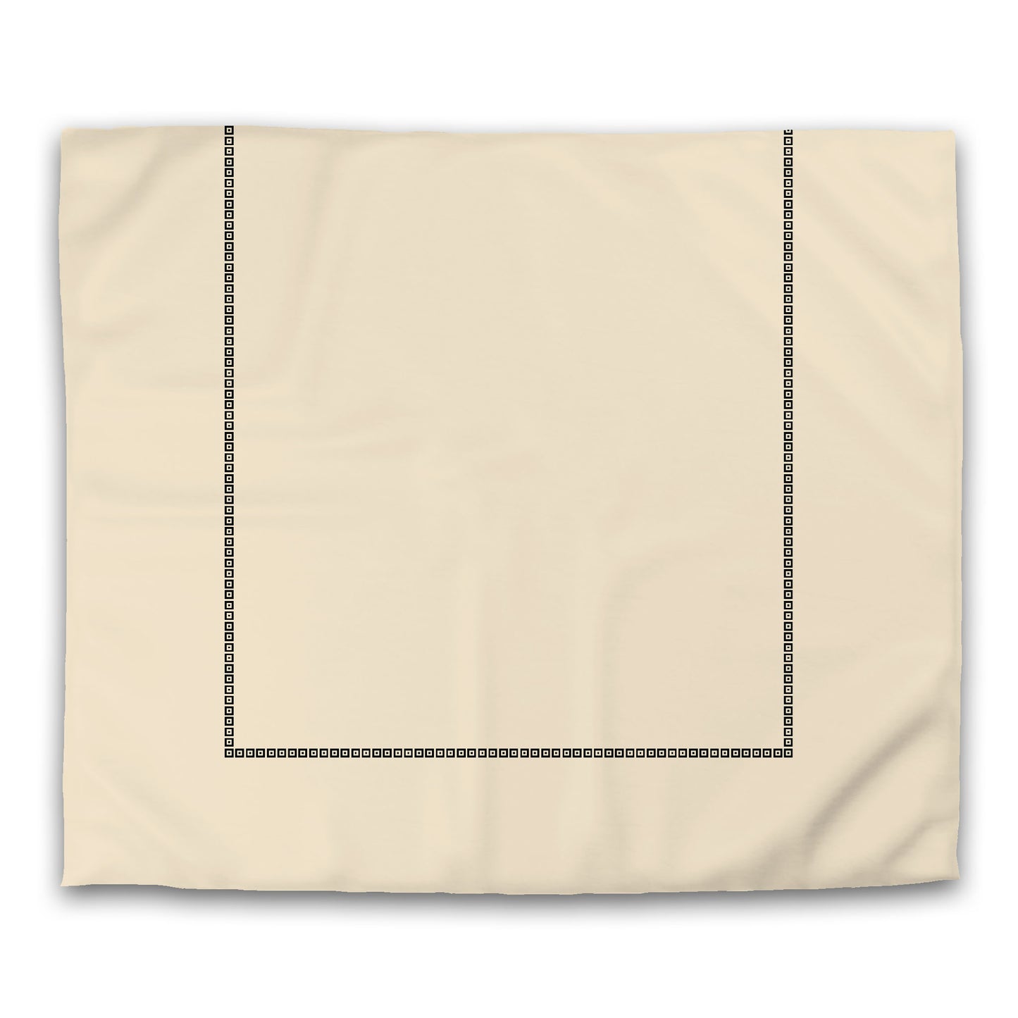 Beige Cotton Sateen Duvet Cover, Black Repeating Square Motif Print, Classic Border, CSDU-1015-121, King - 269 x  234 cm / 106 x 92 inches