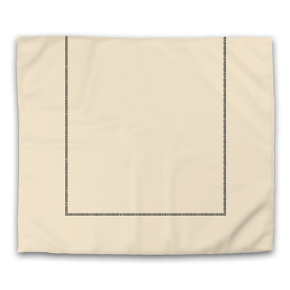 Beige Cotton Sateen Duvet Cover, Black Single Weave Motif Print, Classic Border, CSDU-1015-141, King - 269 x  234 cm / 106 x 92 inches