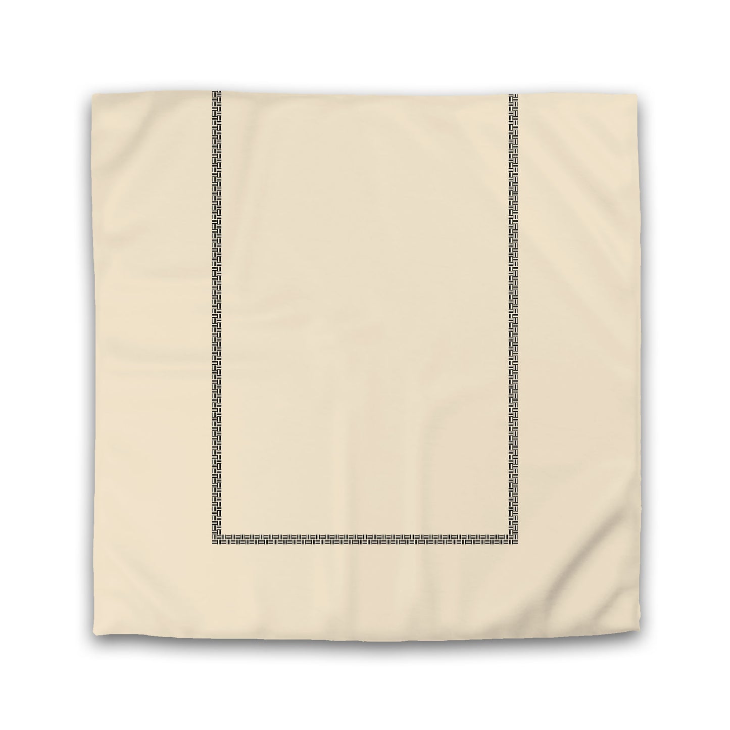 Beige Cotton Sateen Duvet Cover, Black Double Weave Motif Print, Classic Border | CSDU-1015-143